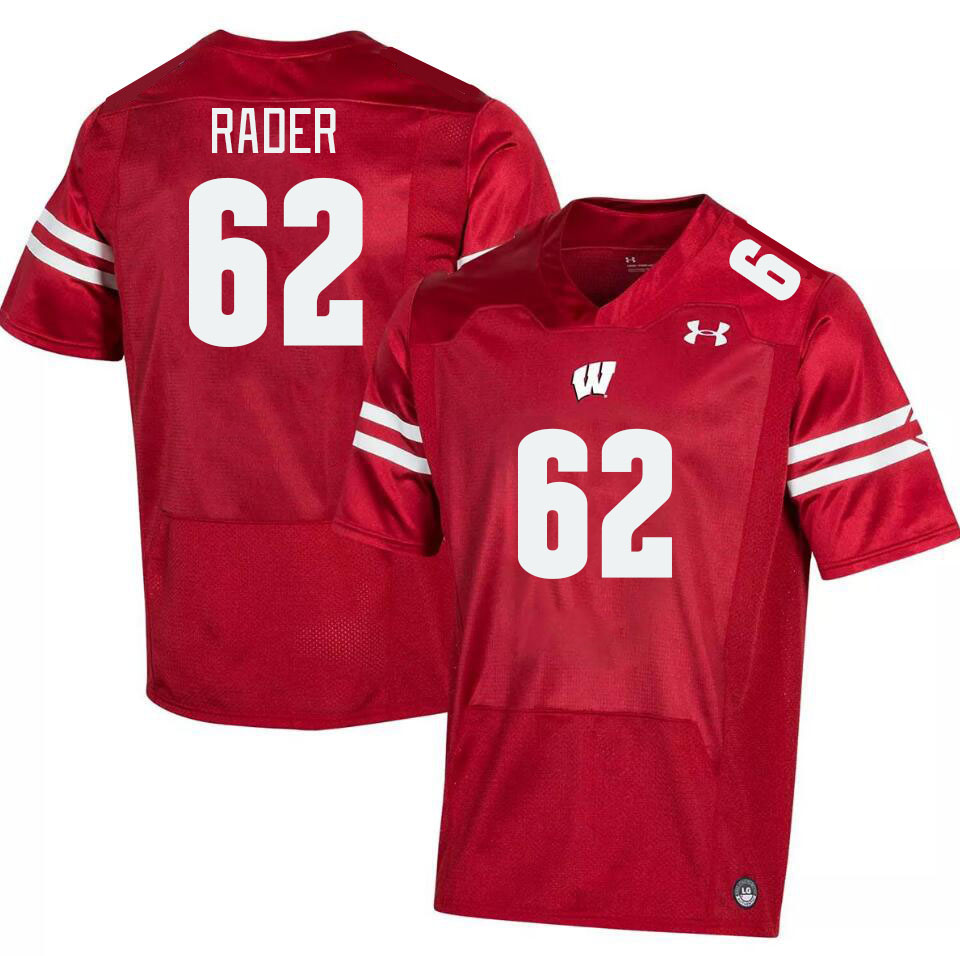 Men #62 Max Rader Winsconsin Badgers College Football Jerseys Stitched Sale-Red